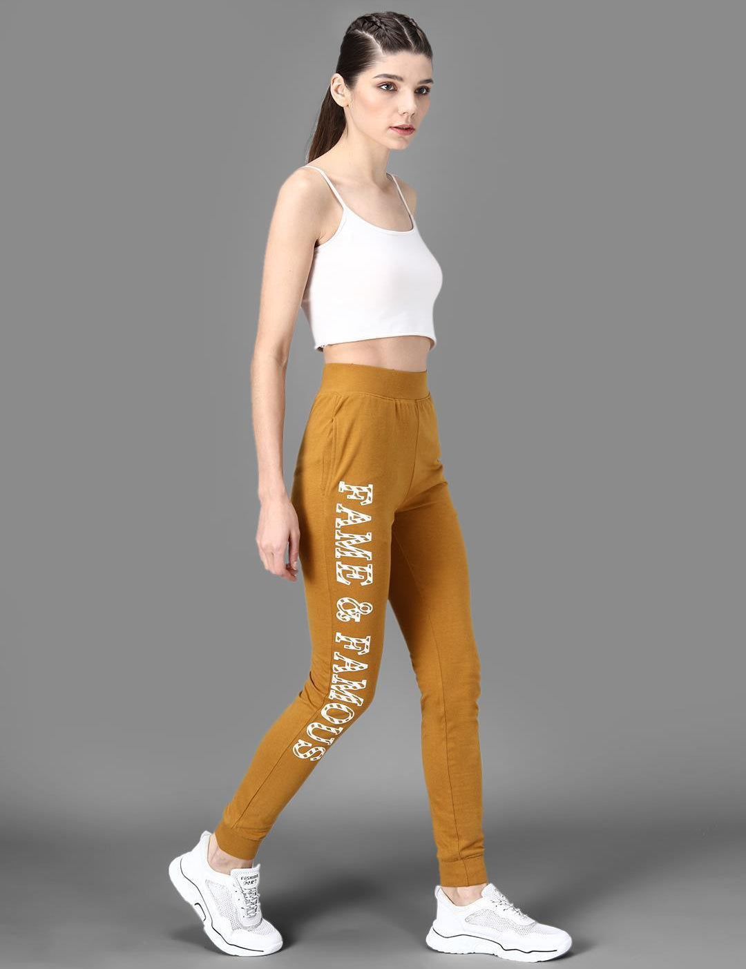 KOTTY Printed Women Yellow Track Pants 