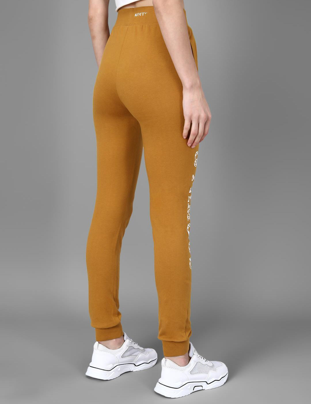 KOTTY Printed Women Yellow Track Pants 