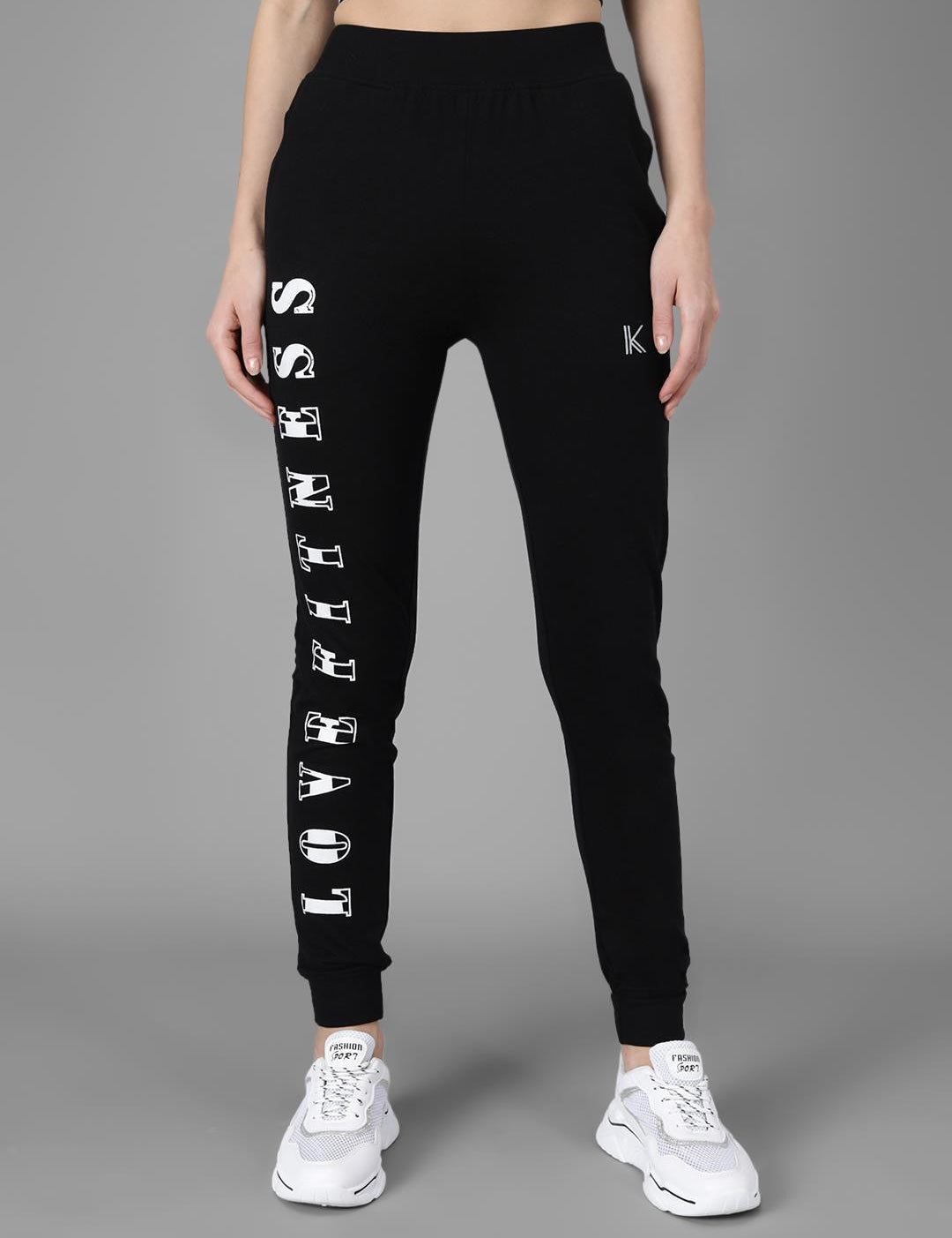 KOTTY Printed Women Black Track Pants 