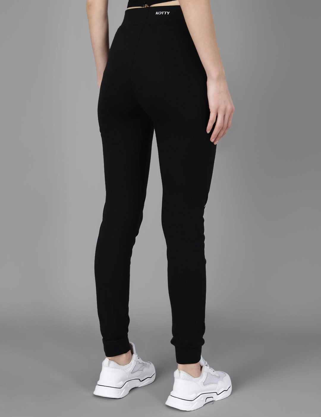 KOTTY Printed Women Black Track Pants 