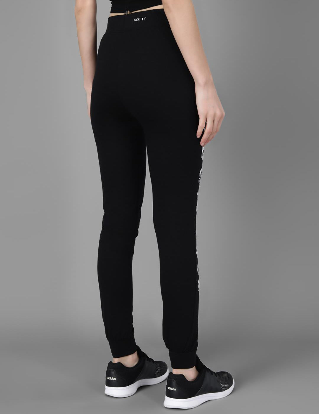 KOTTY Printed Women Black Track Pants 