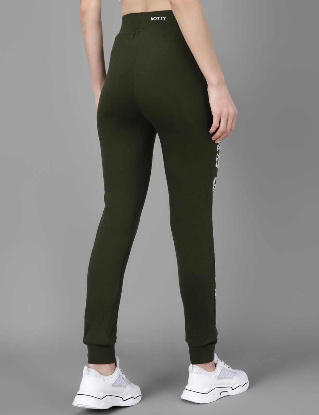 KOTTY Printed Women Olive Track Pants 