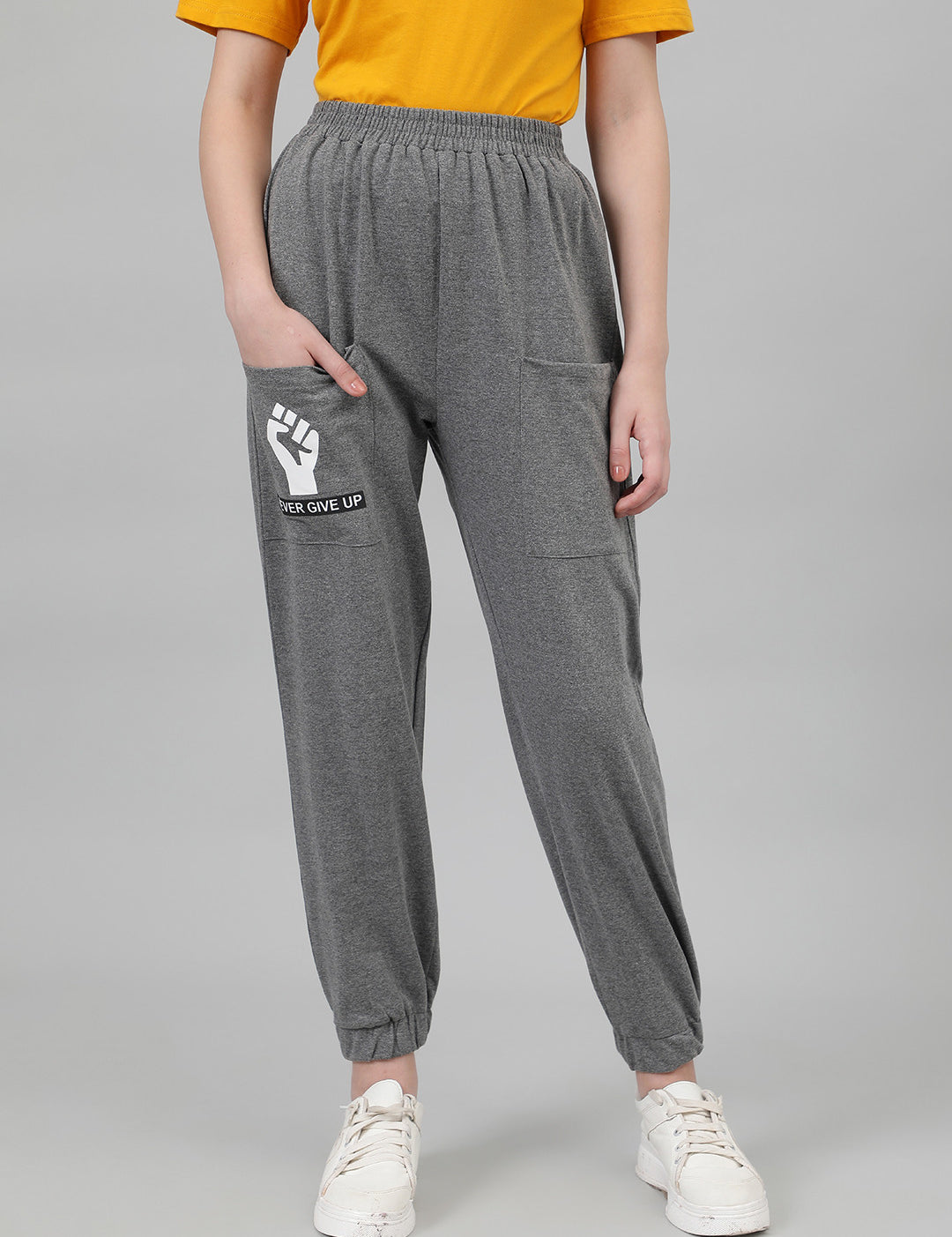 KOTTY Printed Women Grey Track Pants 