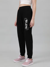 KOTTY Printed Women Black Track Pants 