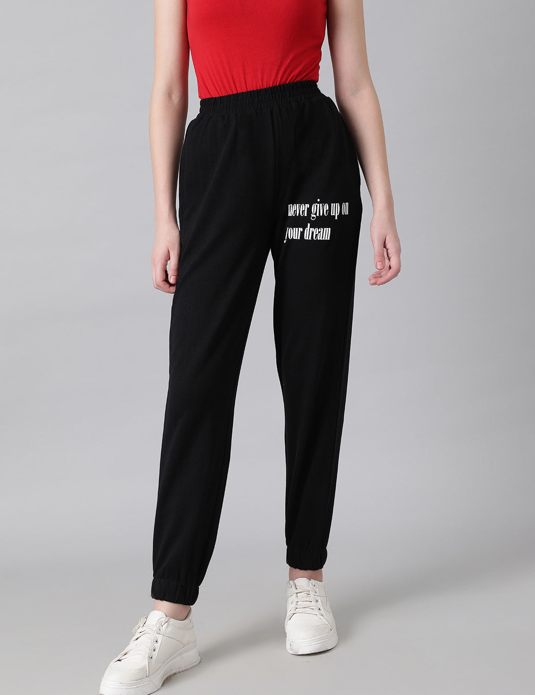 KOTTY Printed Women Black Track Pants 