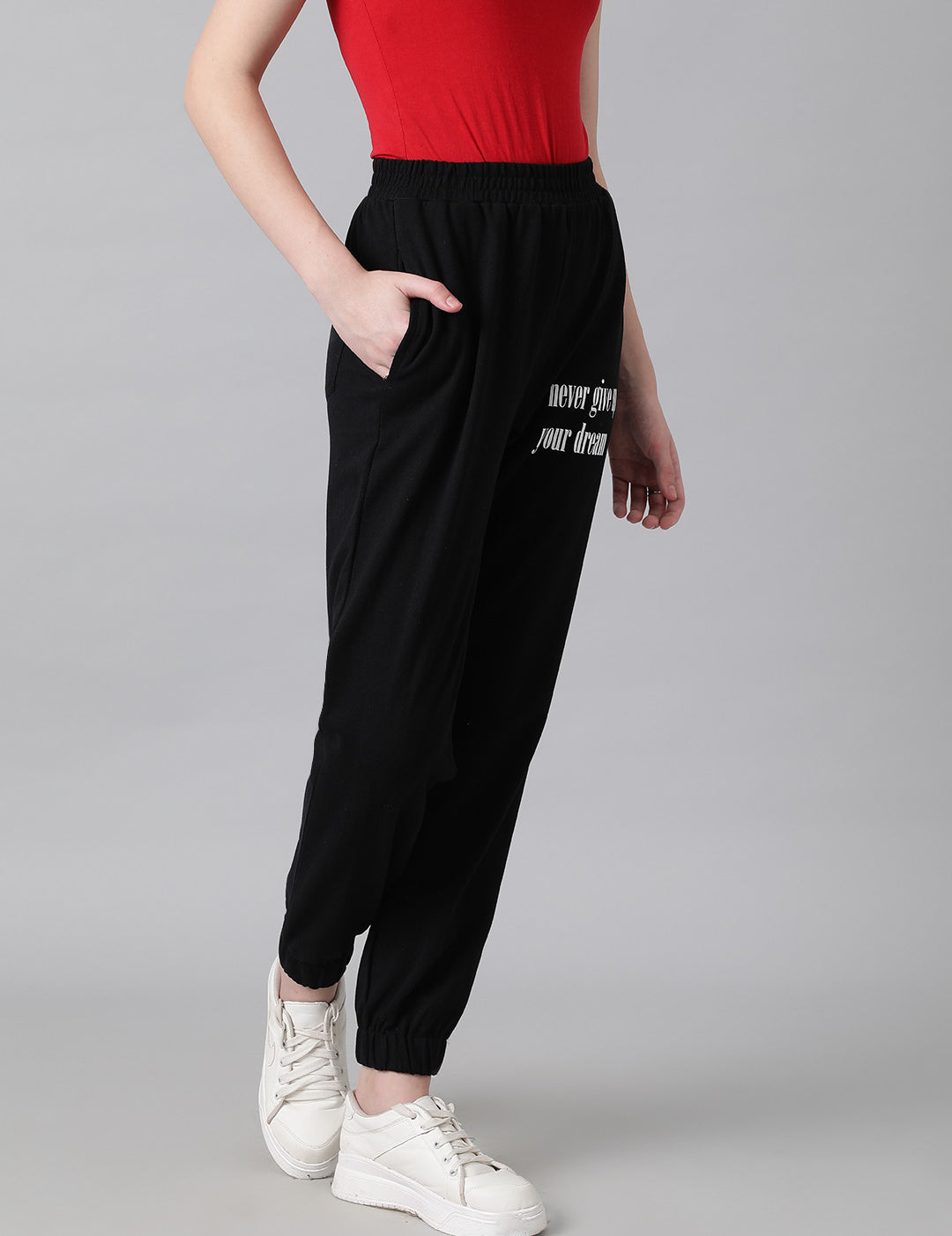 KOTTY Printed Women Black Track Pants 