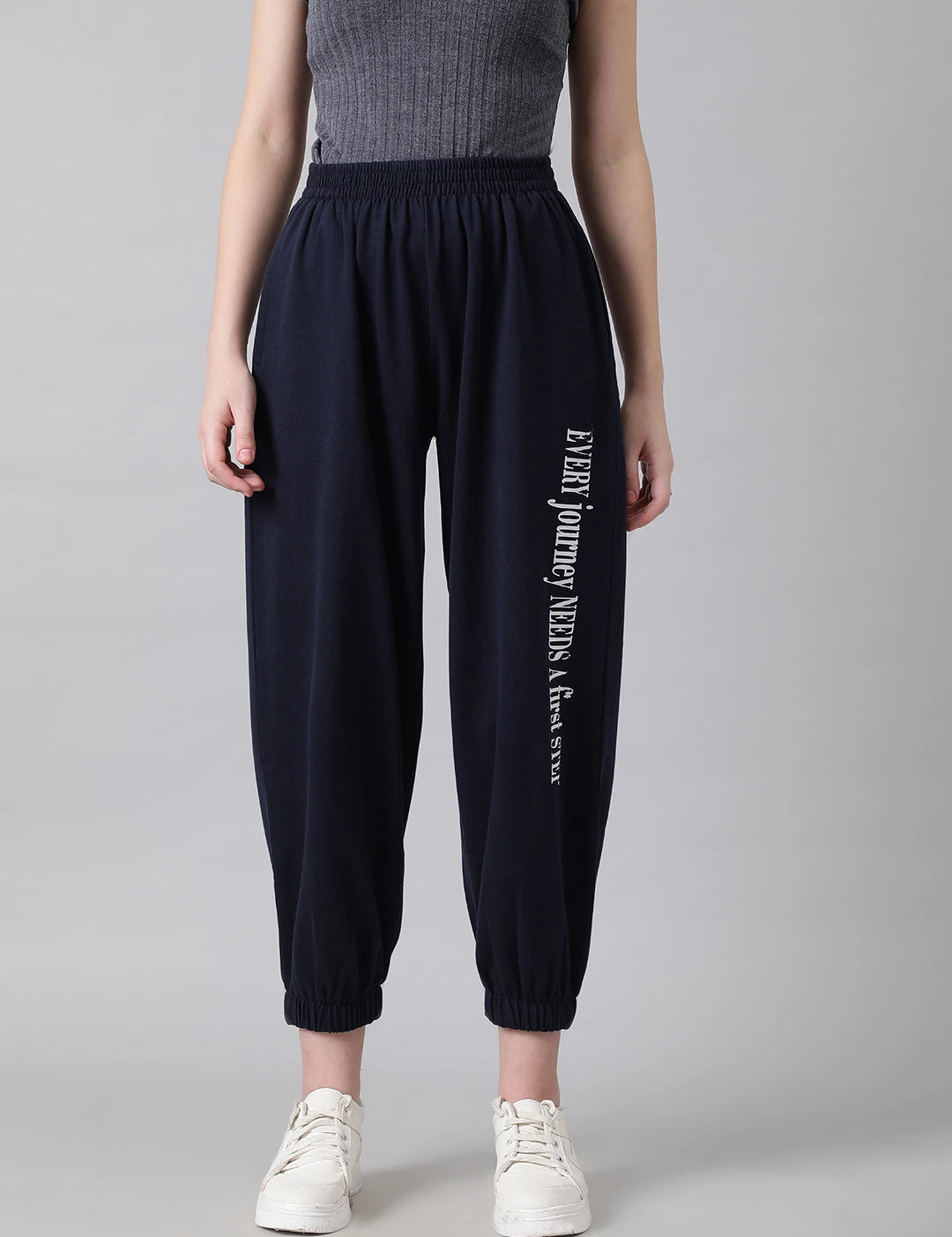 KOTTY Printed Women Dark Blue Track Pants 