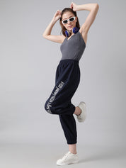 KOTTY Printed Women Dark Blue Track Pants 