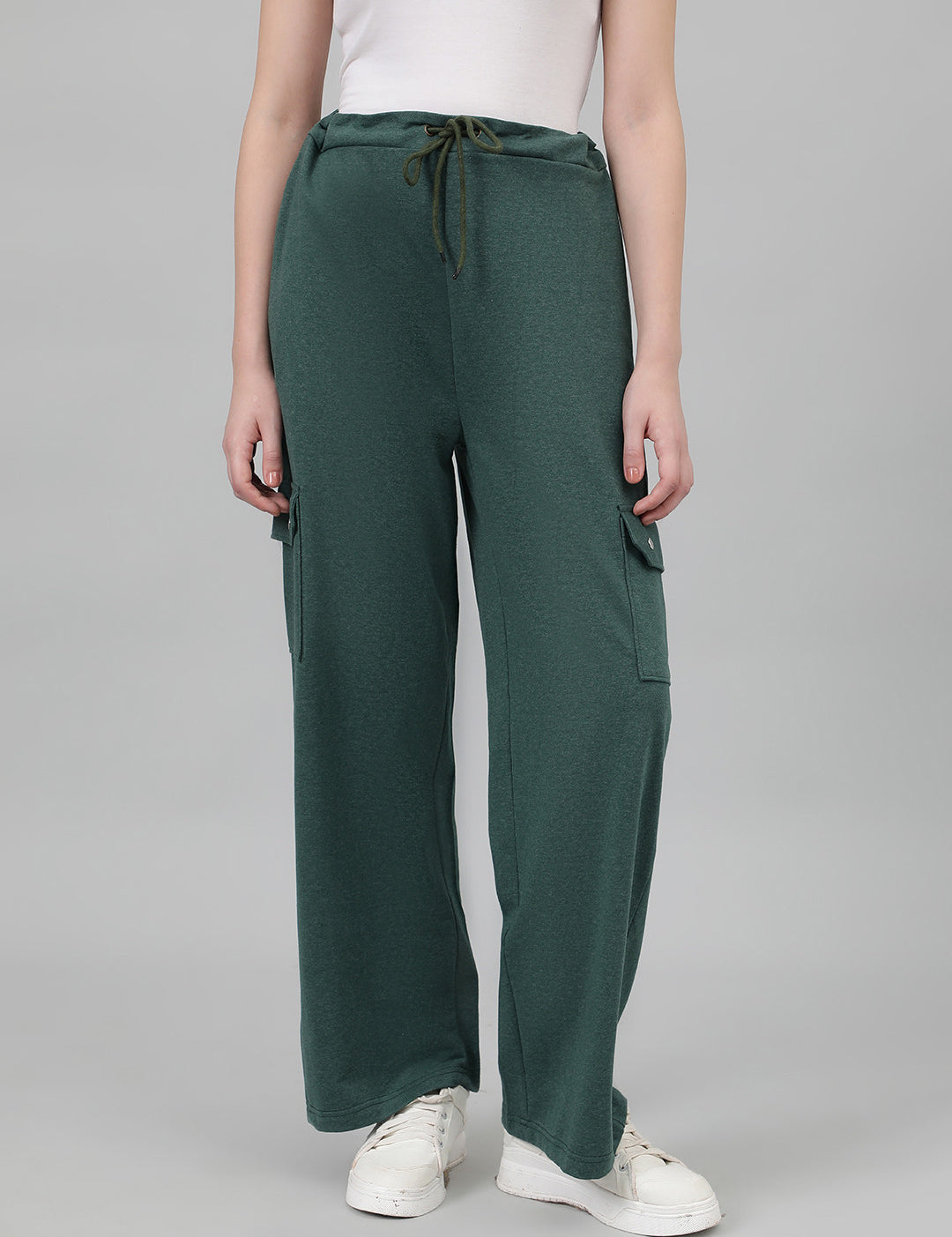 KOTTY Solid Women Dark Green Track Pants 