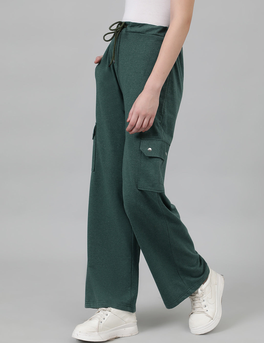 KOTTY Solid Women Dark Green Track Pants 