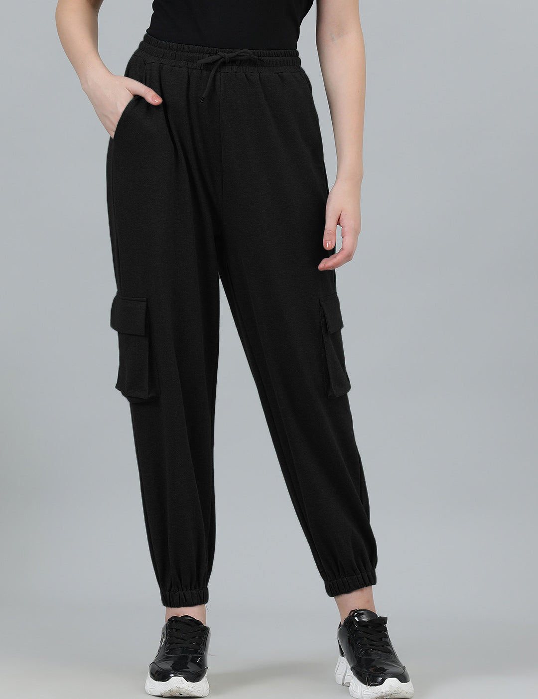 KOTTY Solid Women Black Track Pants 