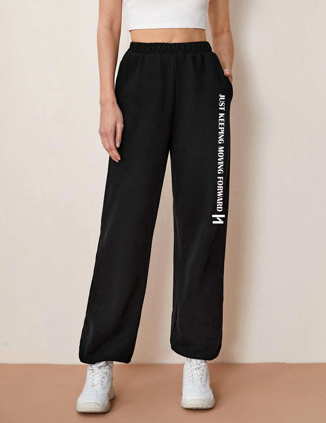KOTTY Printed Women Black Track Pants 