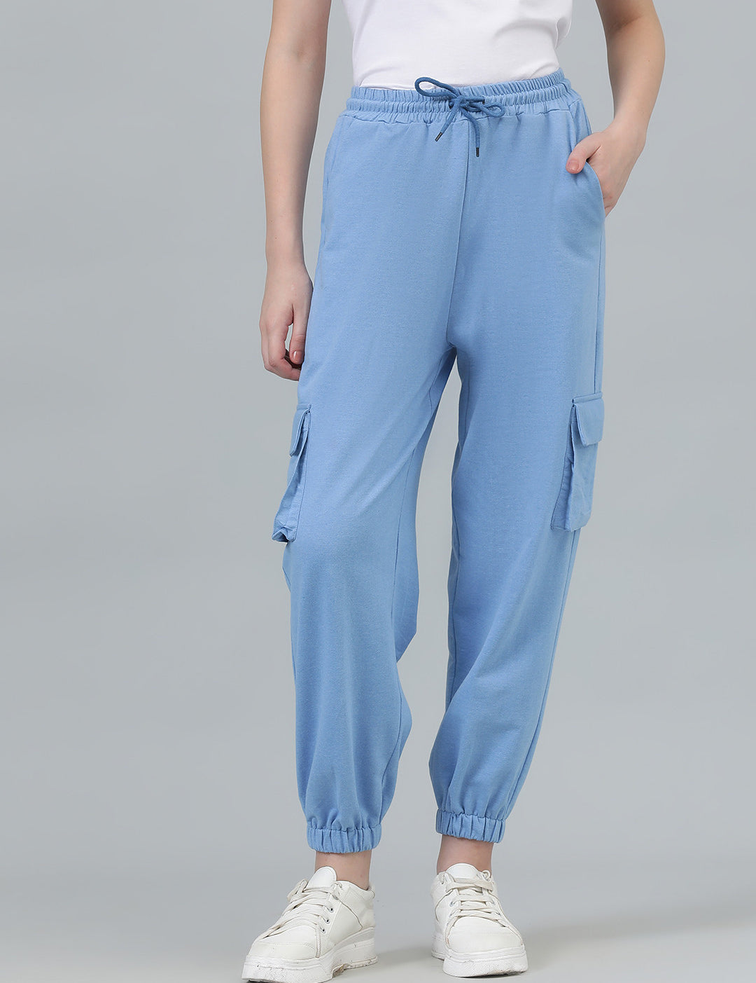 KOTTY Solid Women Light Blue Track Pants 