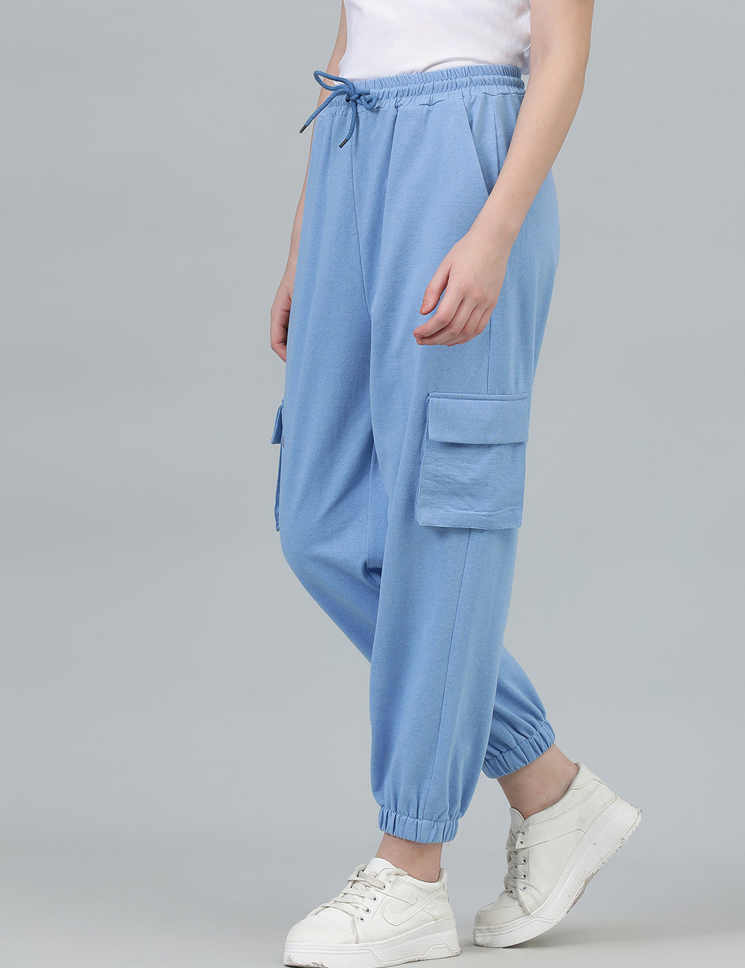 KOTTY Solid Women Light Blue Track Pants 