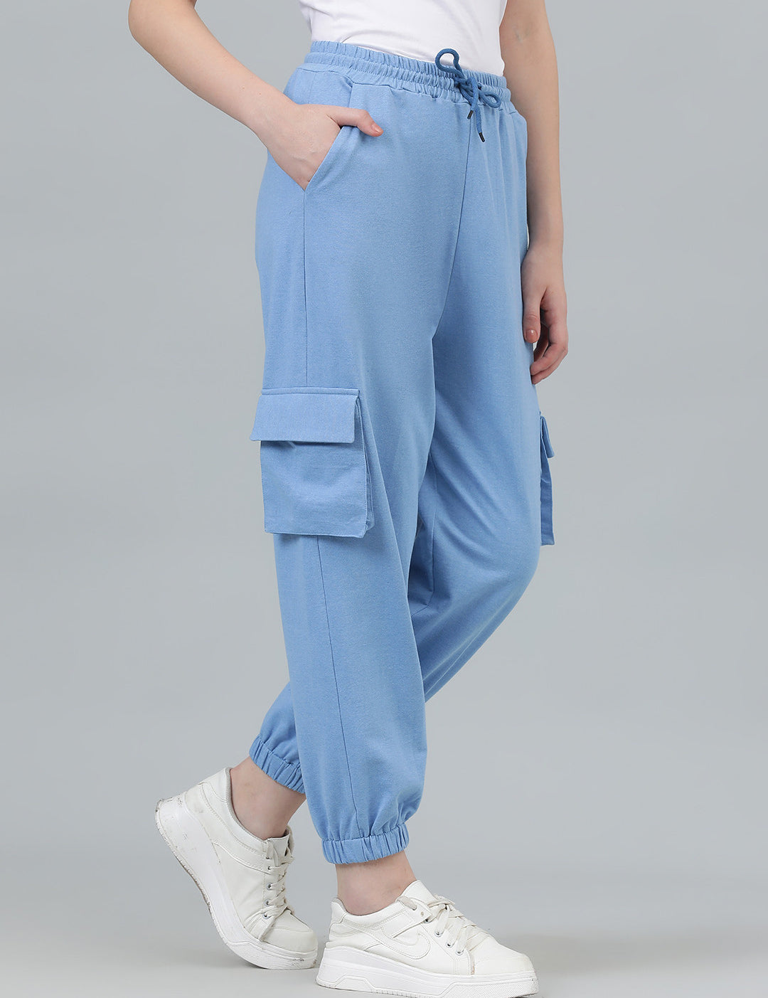 KOTTY Solid Women Light Blue Track Pants 