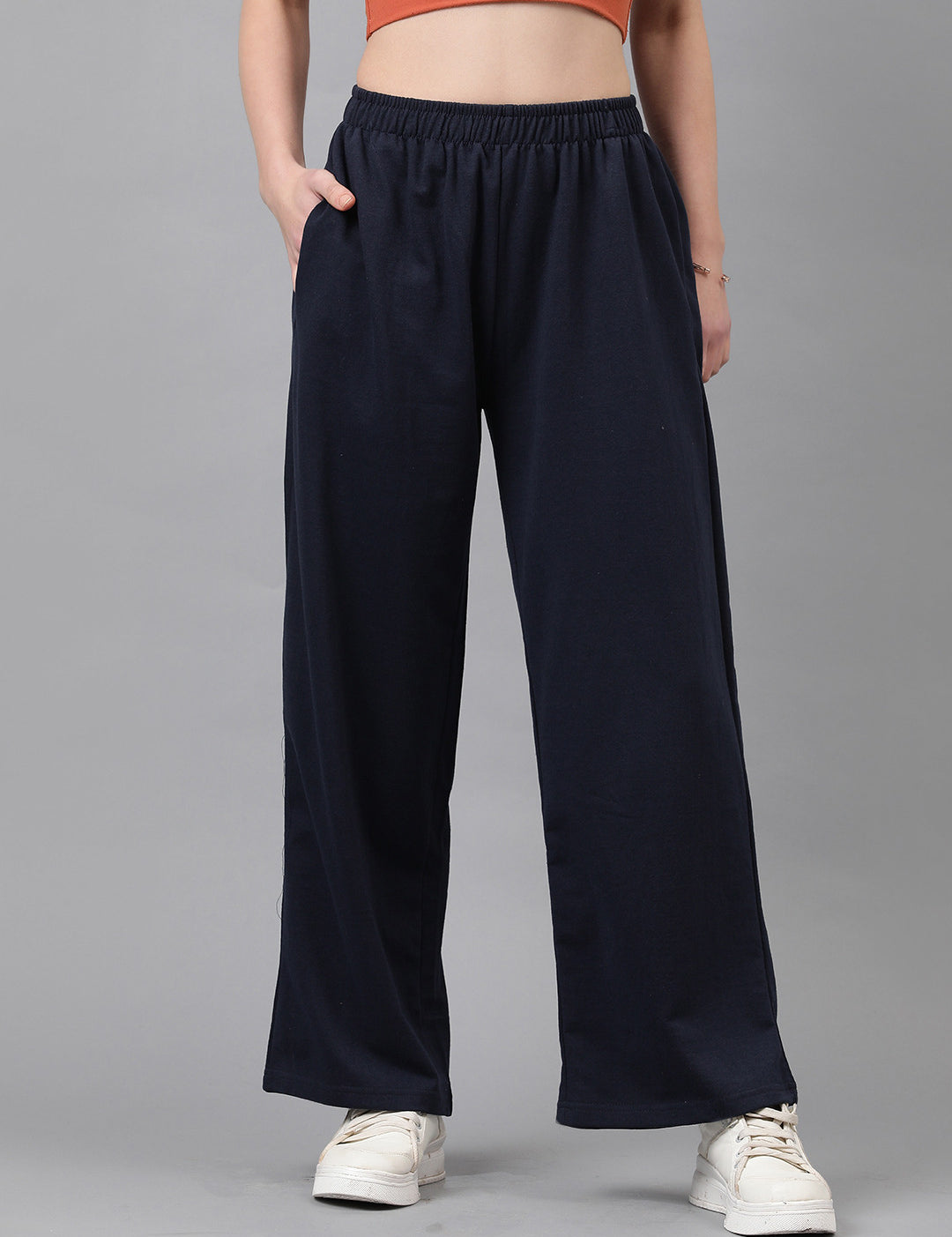 KOTTY Solid Women Dark Blue Track Pants 