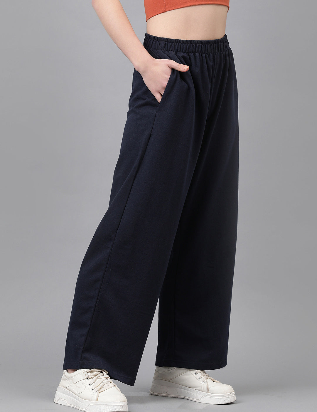 KOTTY Solid Women Dark Blue Track Pants 