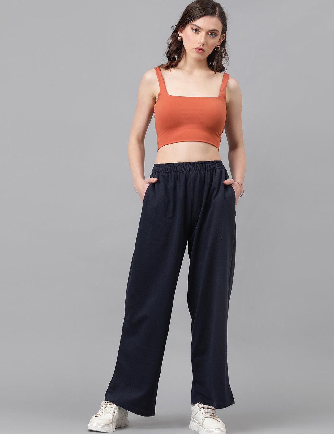 KOTTY Solid Women Dark Blue Track Pants 