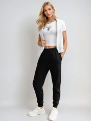 KOTTY Solid Women Black Track Pants 