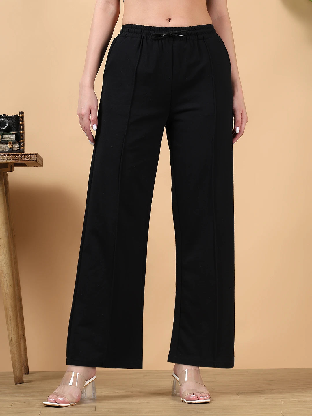 KOTTY Solid Women Black Track Pants 