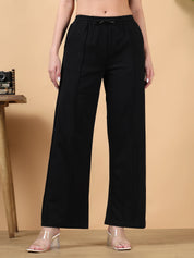KOTTY Solid Women Black Track Pants 