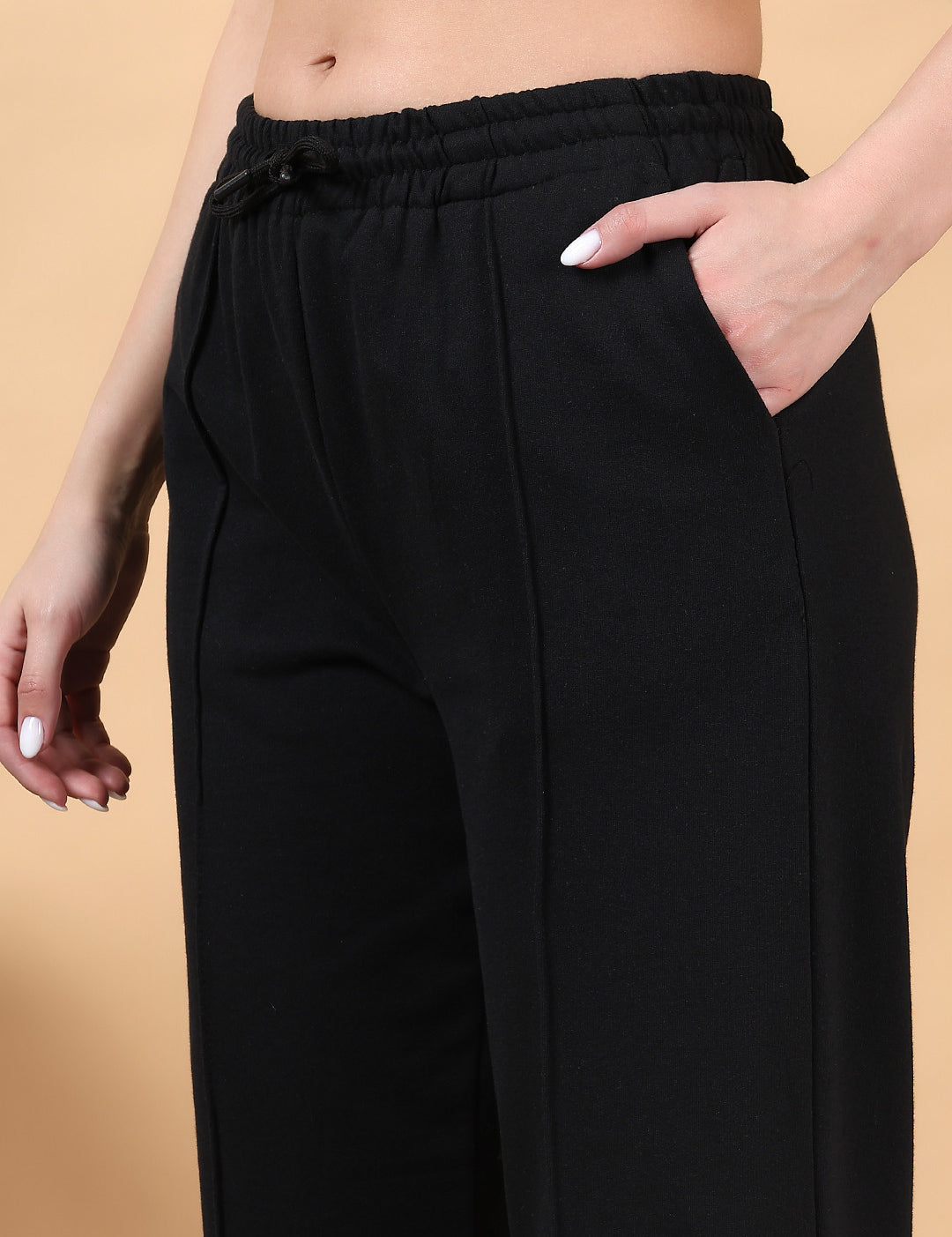 KOTTY Solid Women Black Track Pants 