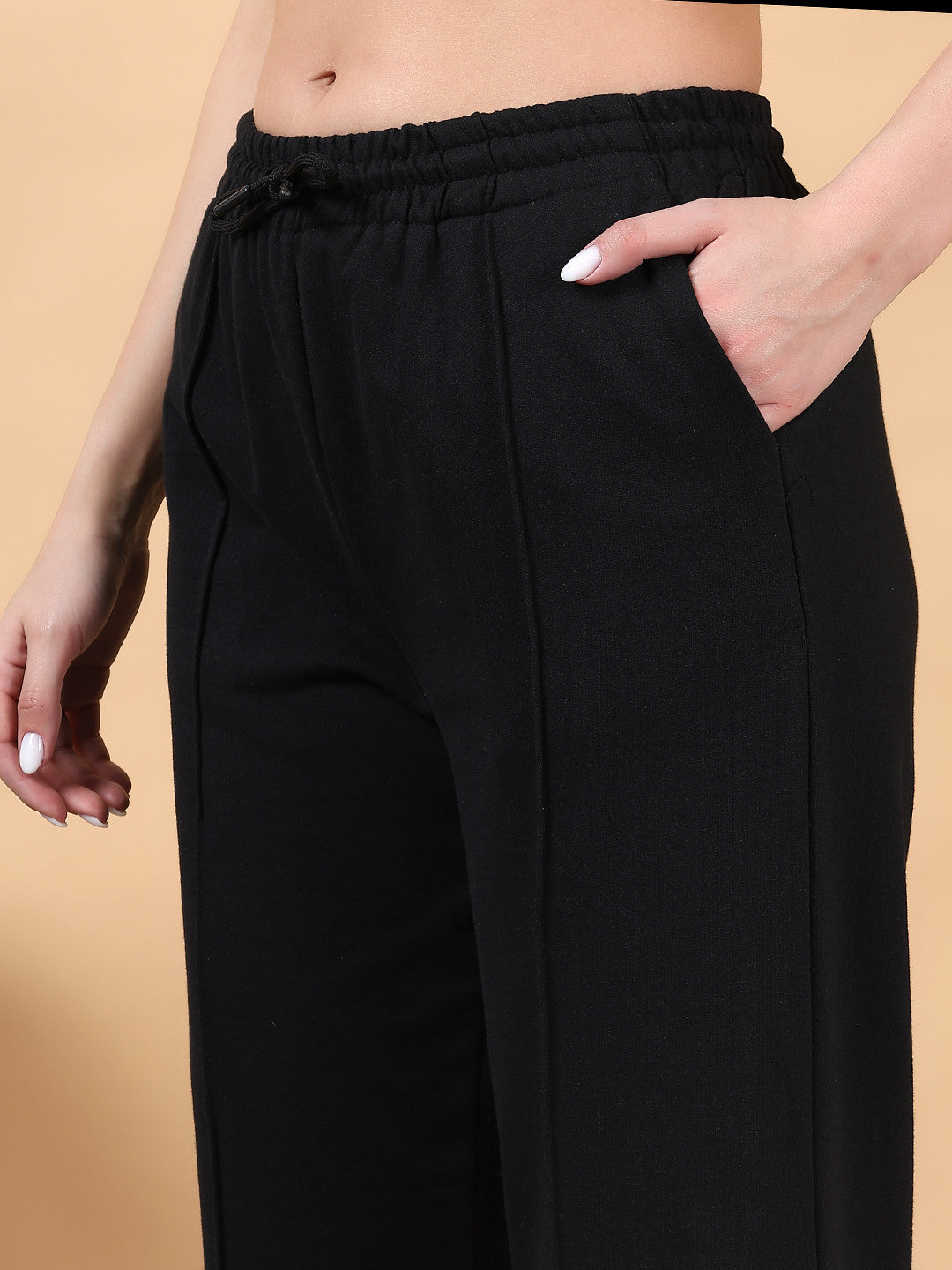 KOTTY Solid Women Black Track Pants 