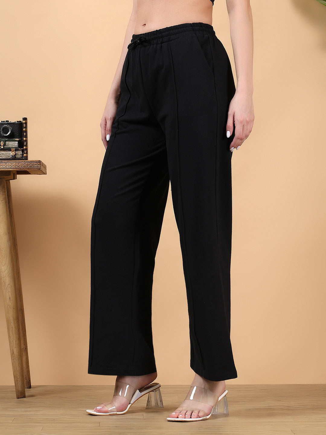 KOTTY Solid Women Black Track Pants 