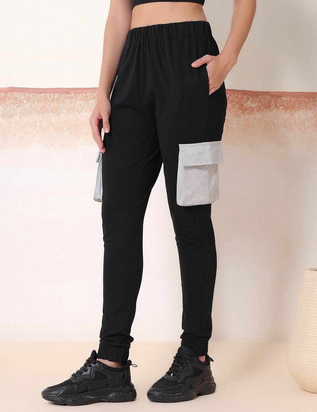 KOTTY Solid Women Black Track Pants 