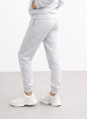 Women's Light Grey Fleece Joggers with Elastic Waistband