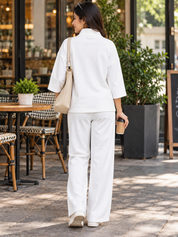 Women White High Neck Fleece Tracksuit Set