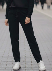 Women's Black Drawstring Jogger Track Pants