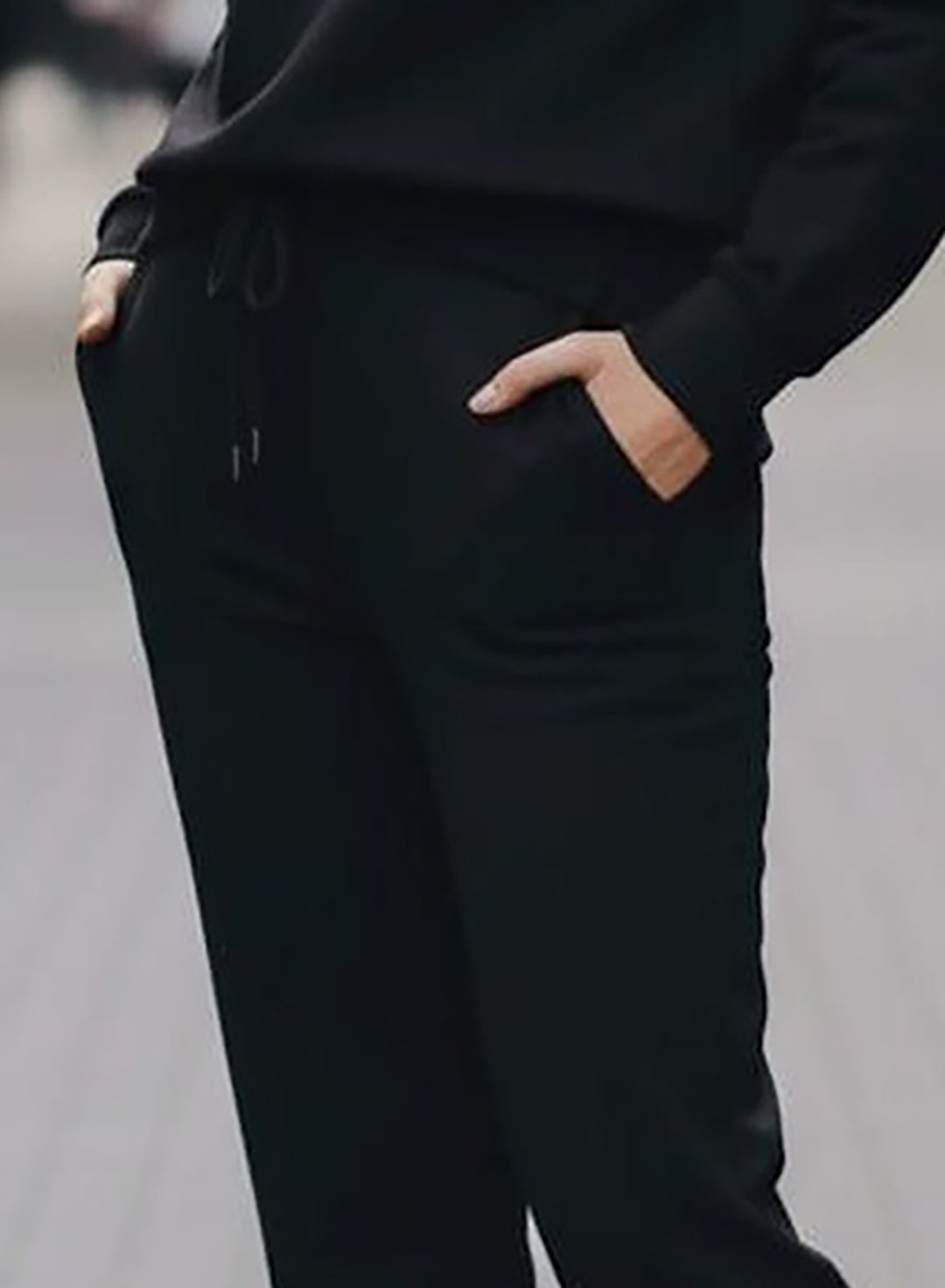 Women's Black Drawstring Jogger Track Pants