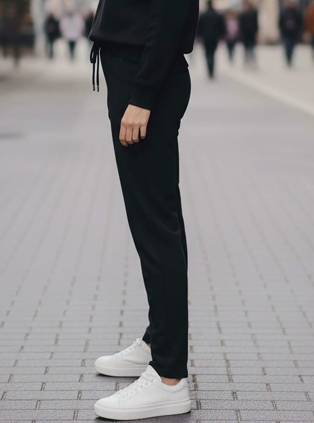 Women's Black Drawstring Jogger Track Pants