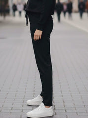 Women's Black Drawstring Jogger Track Pants