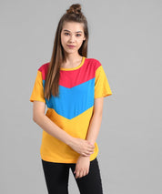 KOTTY Colorblock Women Round Neck Multicolor T-Shirt 