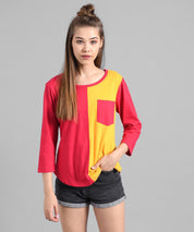 KOTTY Colorblock Women Round Neck Multicolor T-Shirt 