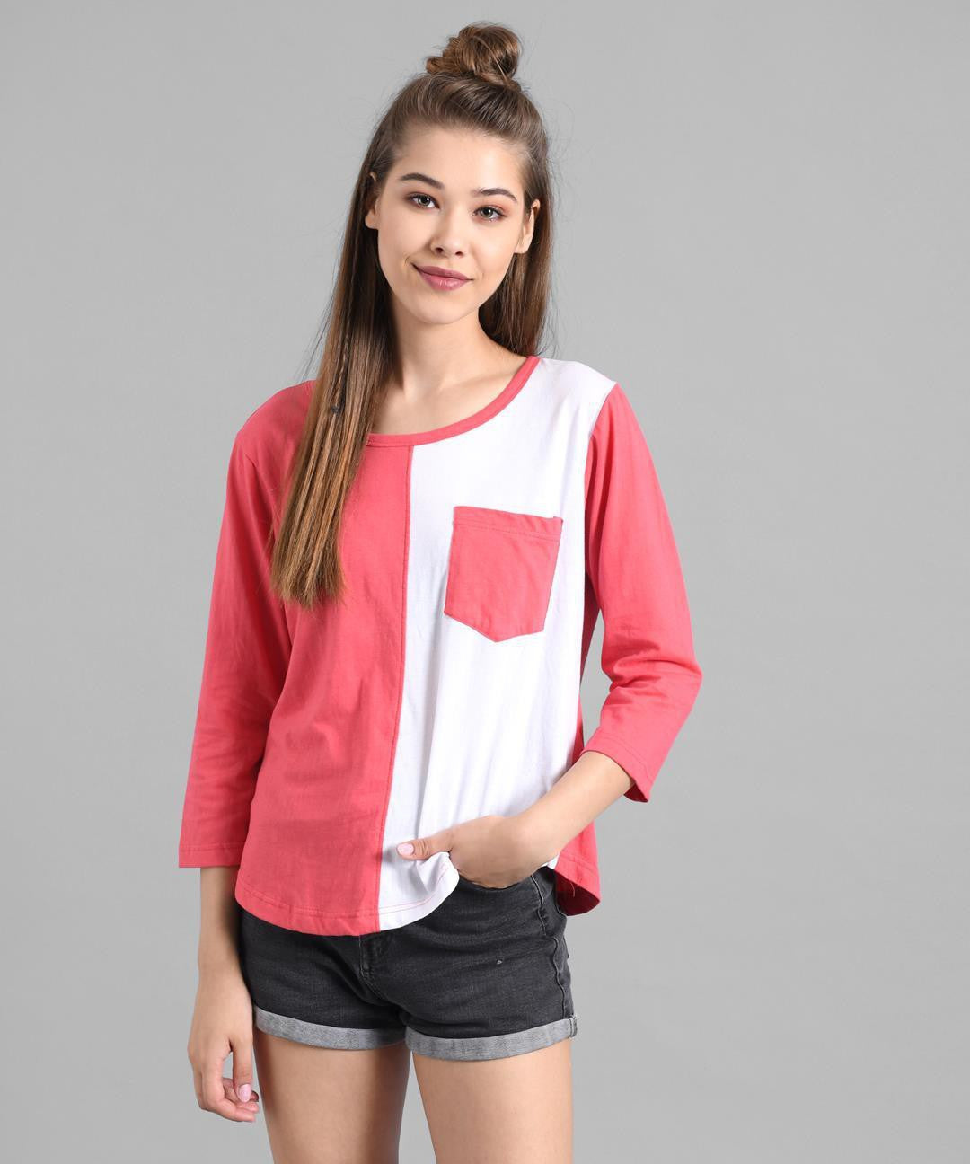 KOTTY Colorblock Women Round Neck Multicolor T-Shirt 