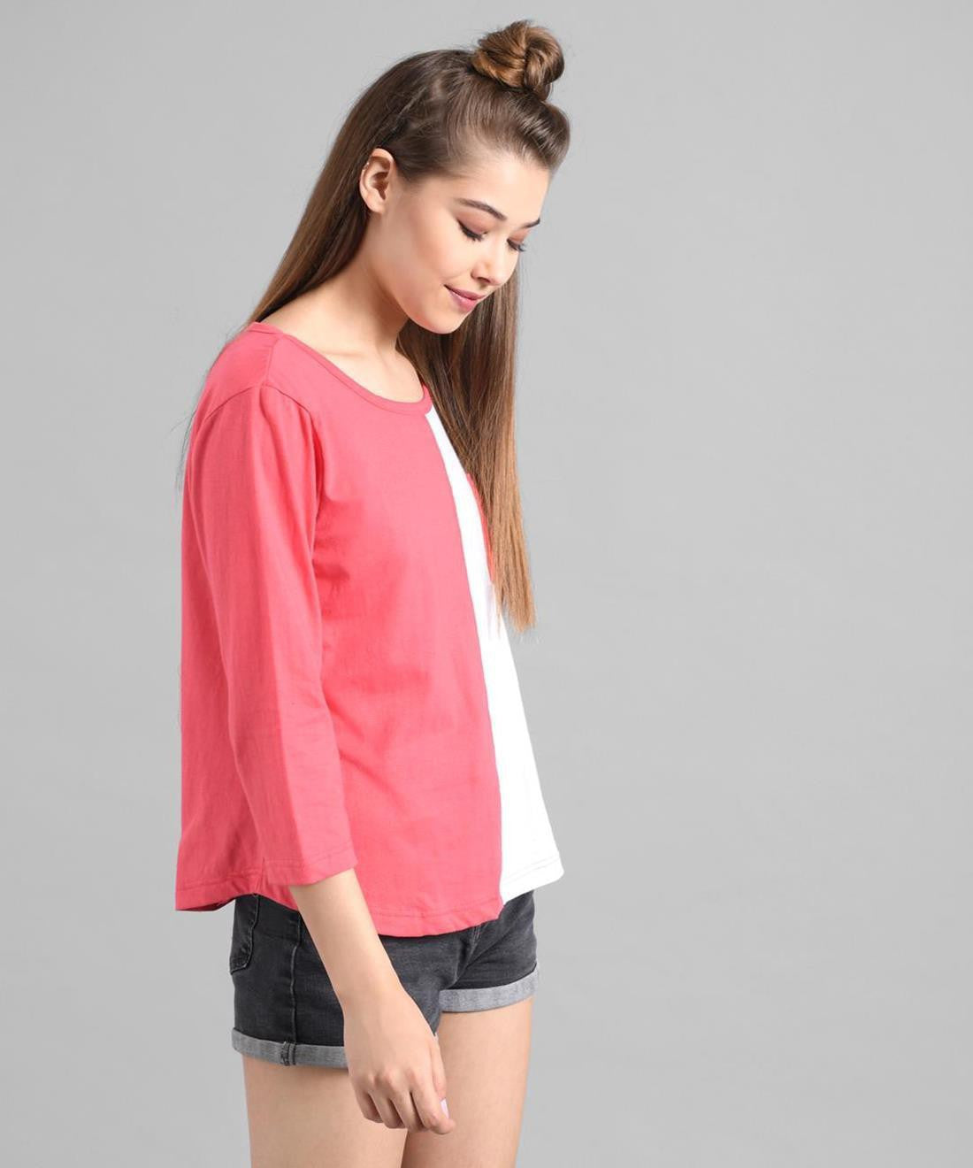KOTTY Colorblock Women Round Neck Multicolor T-Shirt 
