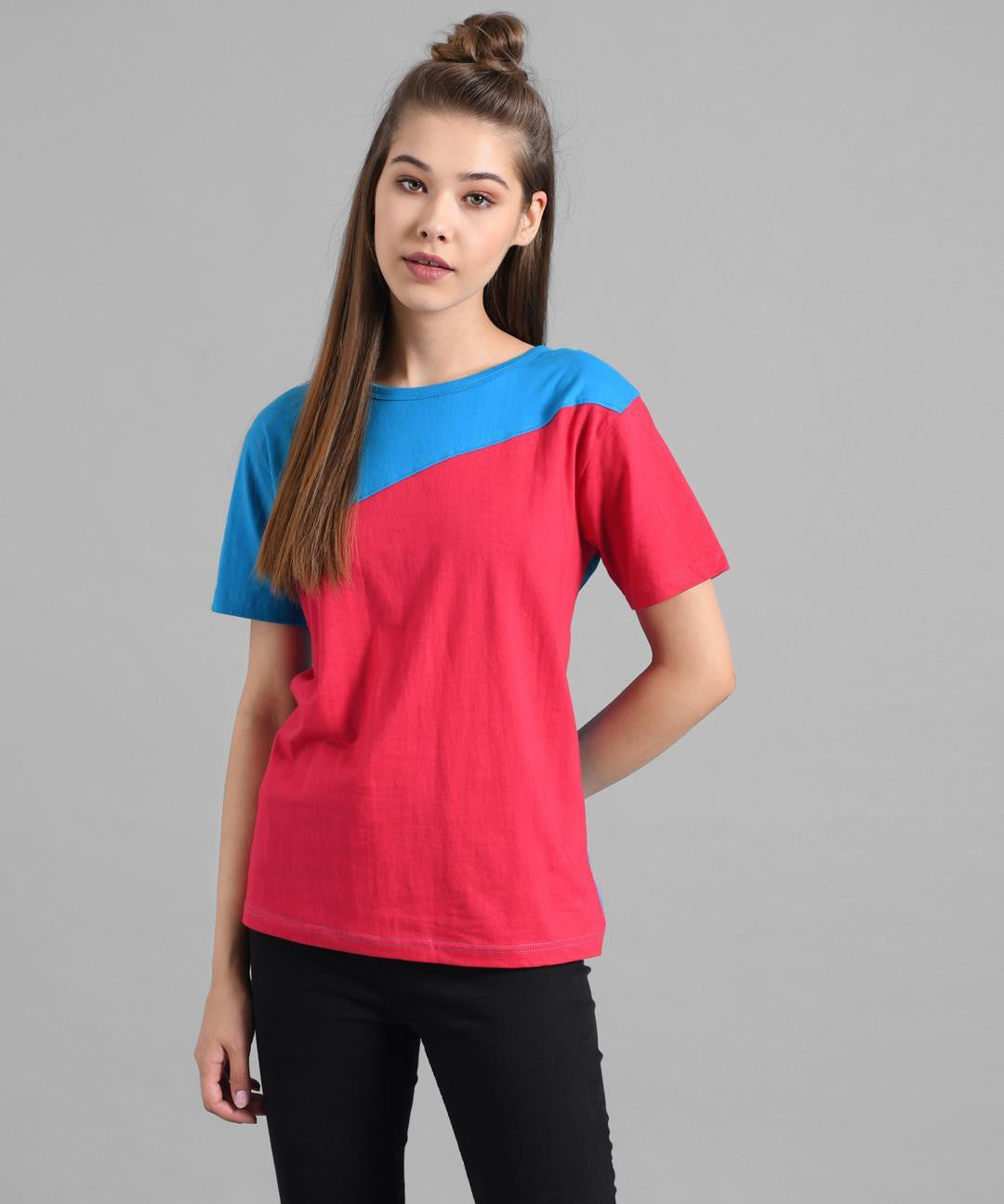 KOTTY Colorblock Women Round Neck Multicolor T-Shirt 