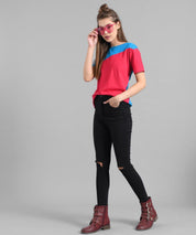 KOTTY Colorblock Women Round Neck Multicolor T-Shirt 