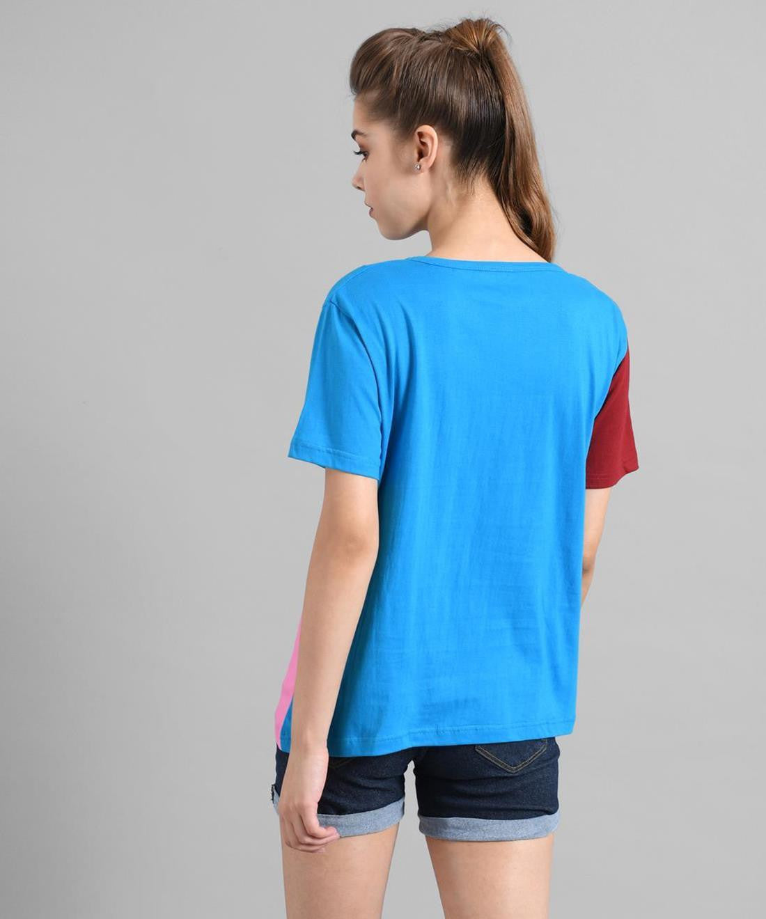 KOTTY Colorblock Women Round Neck Multicolor T-Shirt 
