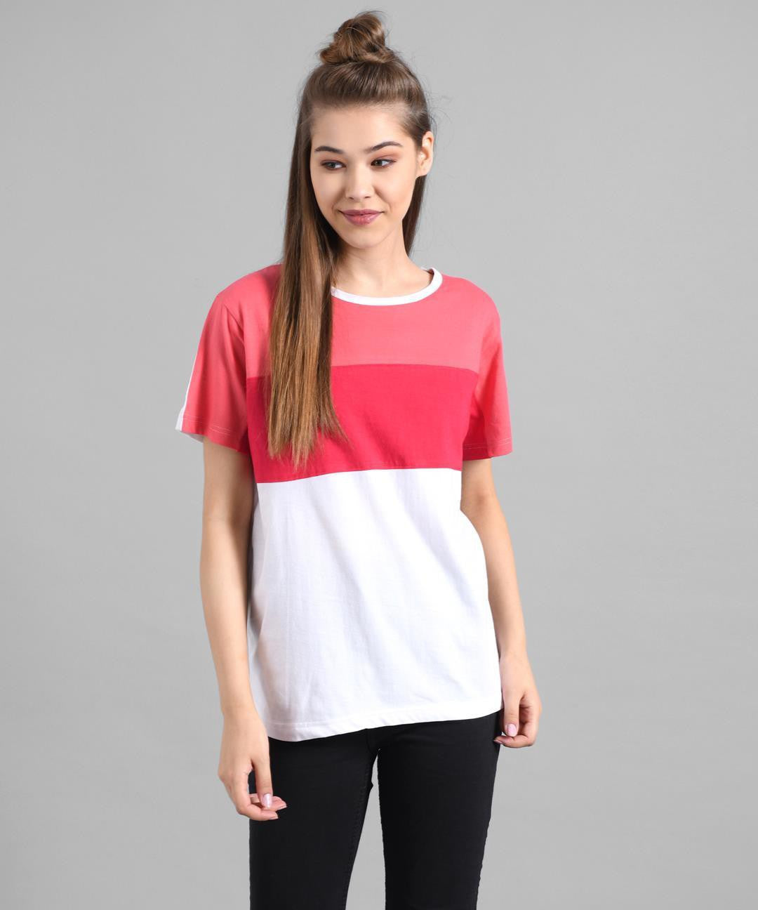 KOTTY Colorblock Women Round Neck Multicolor T-Shirt 