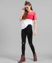 KOTTY Colorblock Women Round Neck Multicolor T-Shirt 