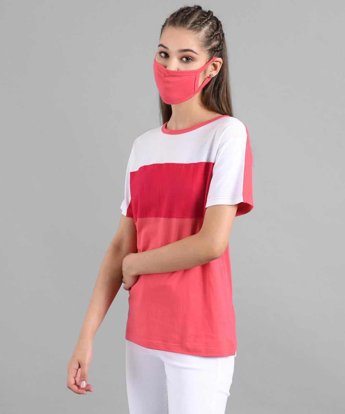 KOTTY Colorblock Women Round Neck Multicolor T-Shirt 