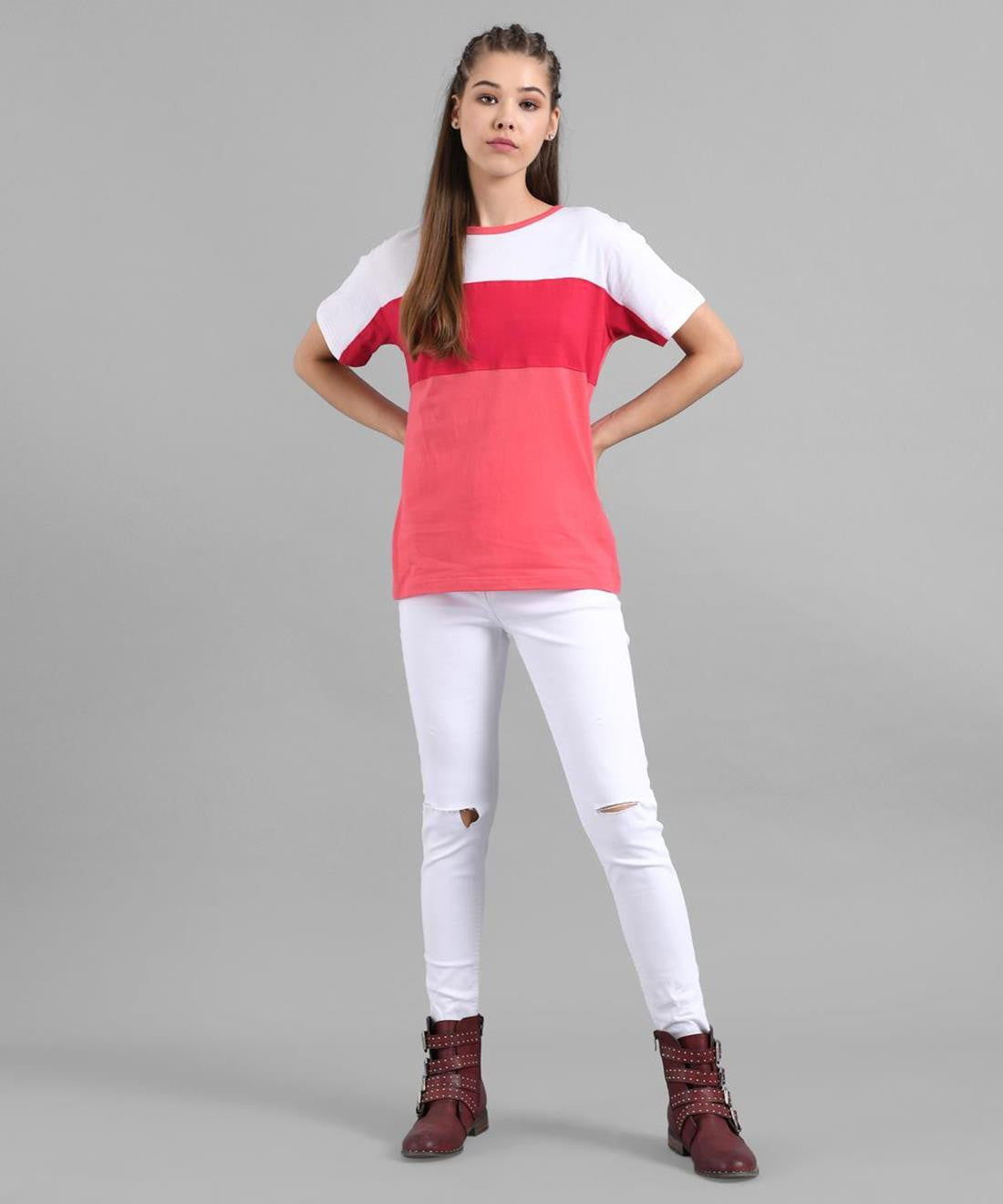 KOTTY Colorblock Women Round Neck Multicolor T-Shirt 