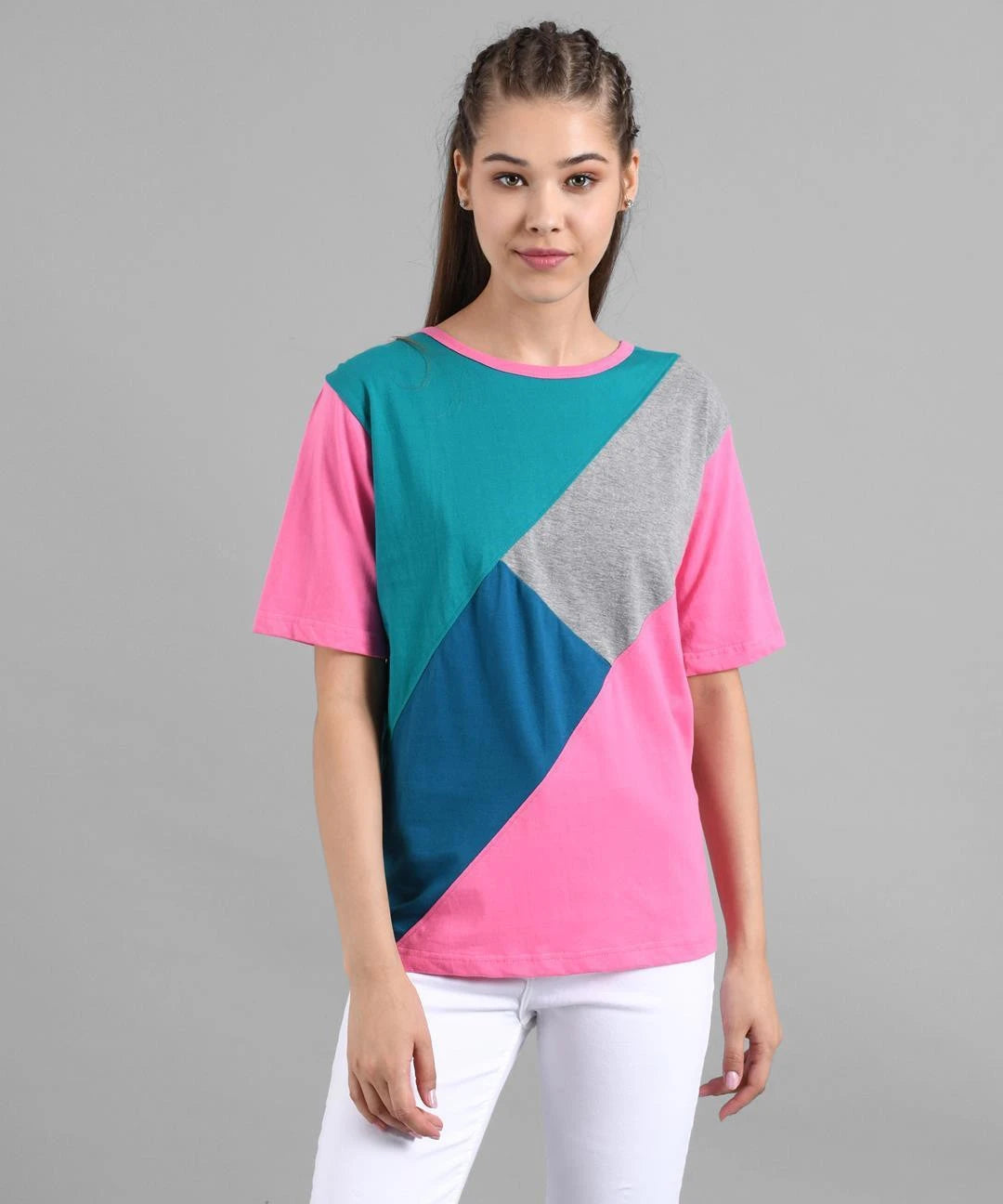 KOTTY Colorblock Women Round Neck Multicolor T-Shirt 