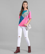 KOTTY Colorblock Women Round Neck Multicolor T-Shirt 