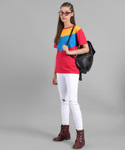 KOTTY Colorblock Women Round Neck Multicolor T-Shirt 