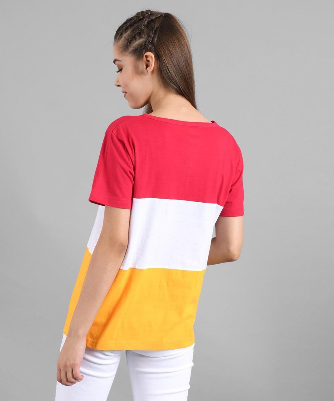 KOTTY Colorblock Women Round Neck Multicolor T-Shirt 